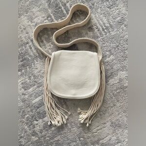 H&M Cream Fringe Crossbody with Braided Strap